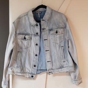 Freepeople Paisley Patchwork Quilted Patchwork Blue Denim Jean Jacket